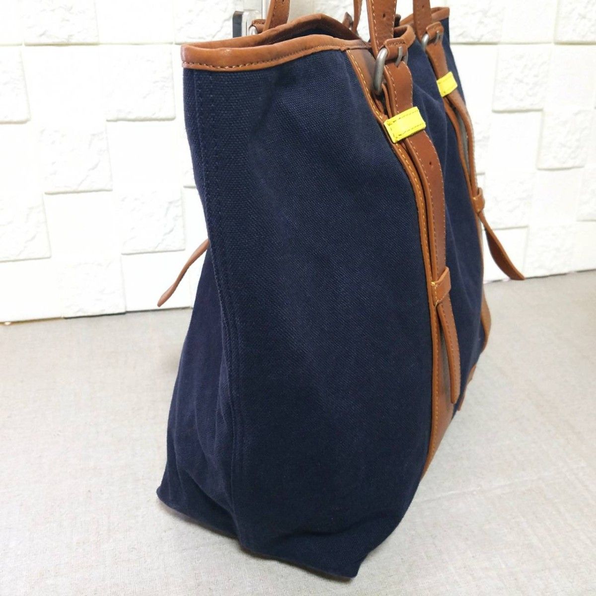 極美品】ポールスミス トートバッグ キャンバス レザー ネイビー