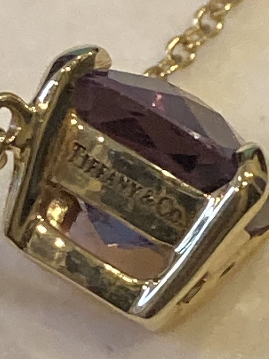 新品 未使用 正規品 ティファニー tiffany&co ネックレス k18 750 アメジスト スパークラー ゴールド 箱巾着 紙袋◎購入日記載カード付き◎_画像8