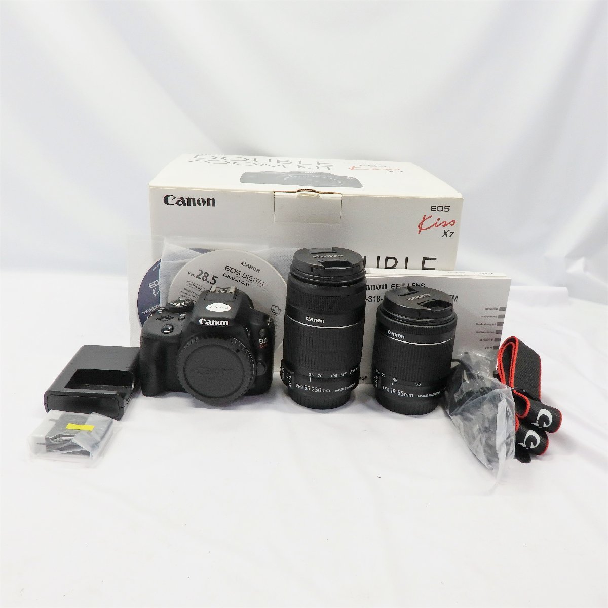 35％OFF】 １円～ CANON 18-55/55-250mm【栃木出荷】 ダブルズーム