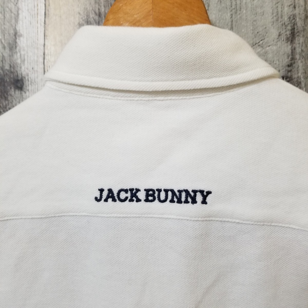 JACK BUNNY　ジャックバニー　長袖　ポロシャツ　サイズ2　ボタンダウン　リボン　刺繍　ホワイト系　レディース_画像6