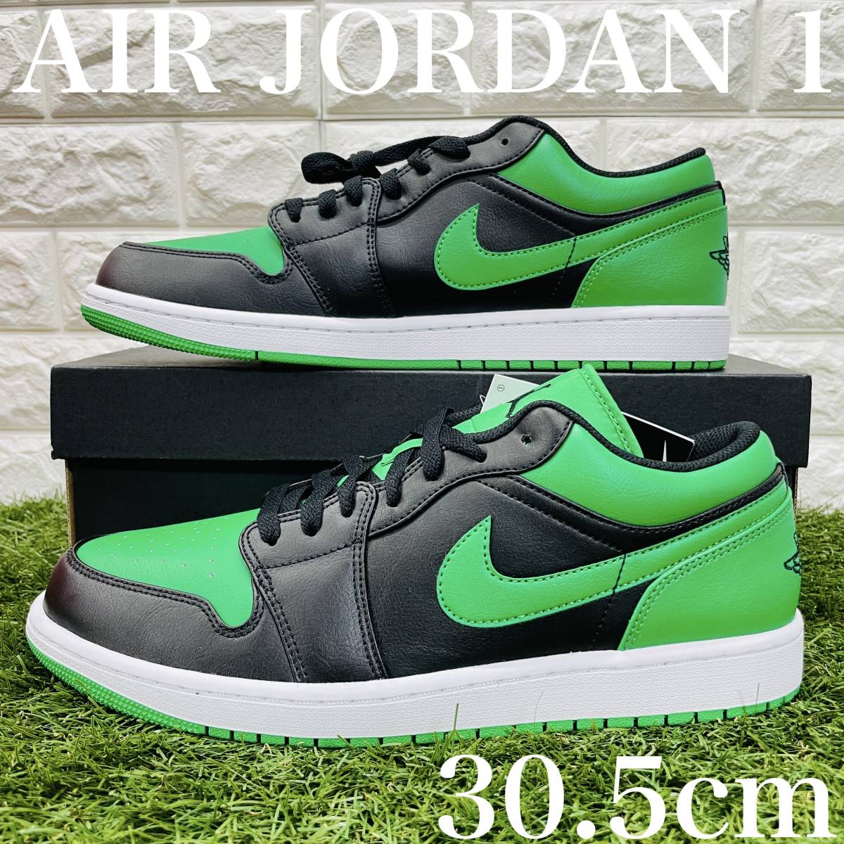 即決 ナイキ エアジョーダン1 ロー ラッキー グリーン メンズ Nike Air Jordan 1 Low AJ1 白黒緑 30.5cm 送料込み 553558-065