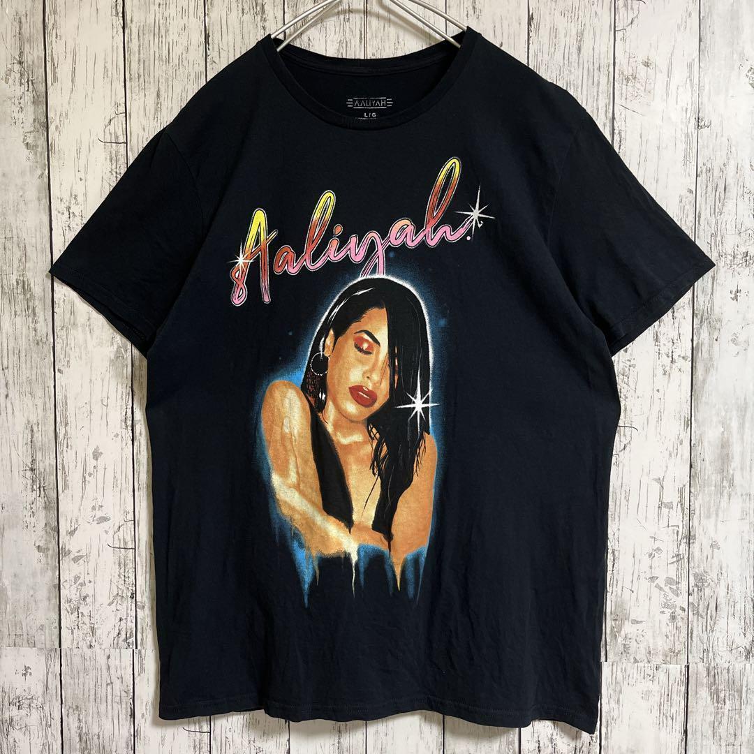 AALIYAH アリーヤ ミュージックTシャツ ヒップホップTシャツ バンドTシャツ ラップT L 黒 ブラック 古着 HTK1792