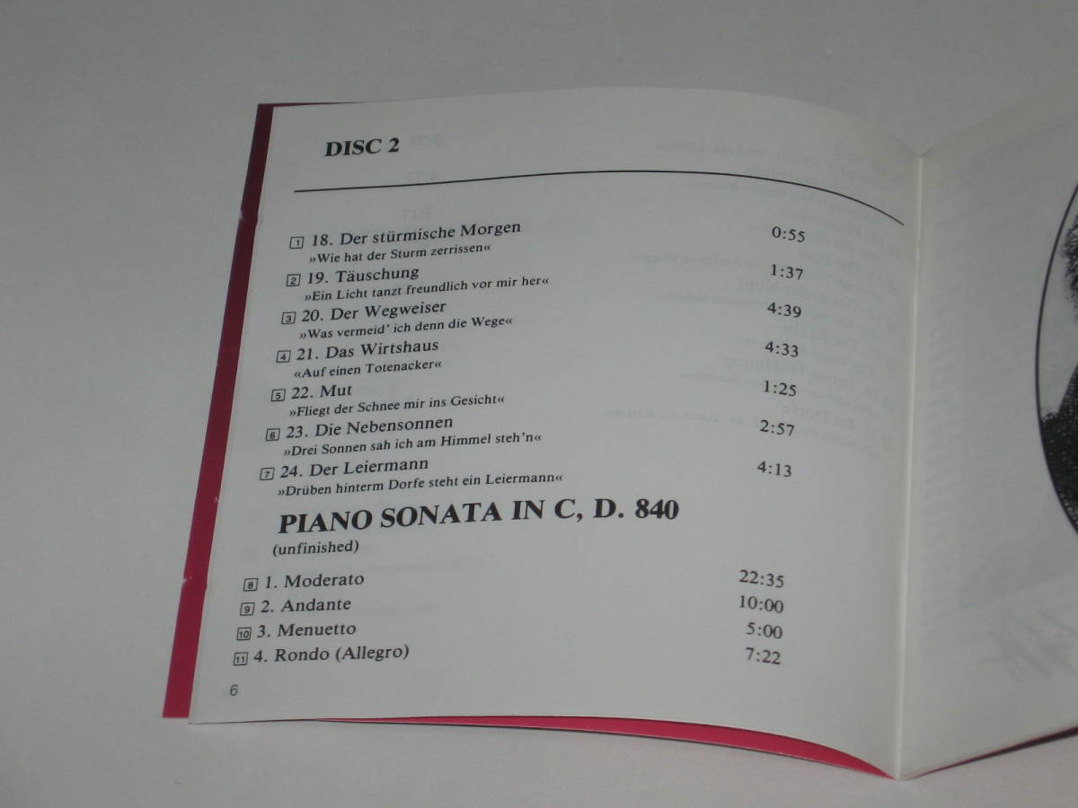 2枚組CD ペーター・シュライヤー スヴャトスラフ・リヒテル シューベルト：歌曲集 「冬の旅」ピアノ・ソナタ 第15番 ハ長調 D840_画像6