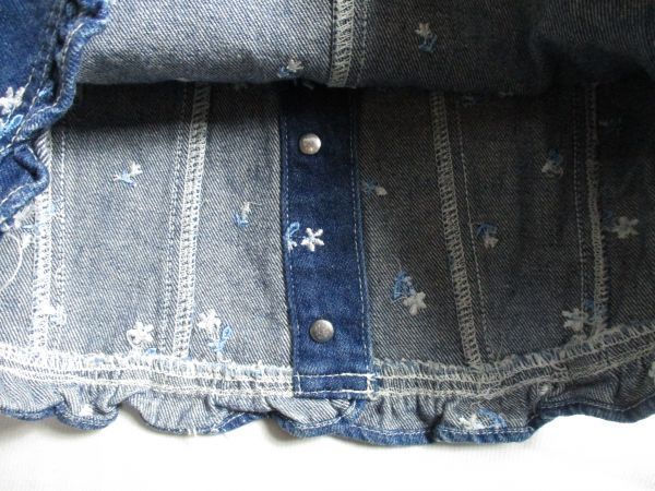 BB144【FORESTAUB】ニッセン　花柄刺繍　長袖　デニム　ジャケット　女児　濃青　120_画像9