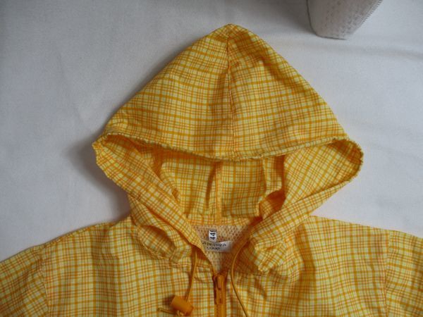 BC297[lapetty a loup] проверка узор с капюшоном . подкладка сетка брейкер жакет женщина . желтый оранжевый 130