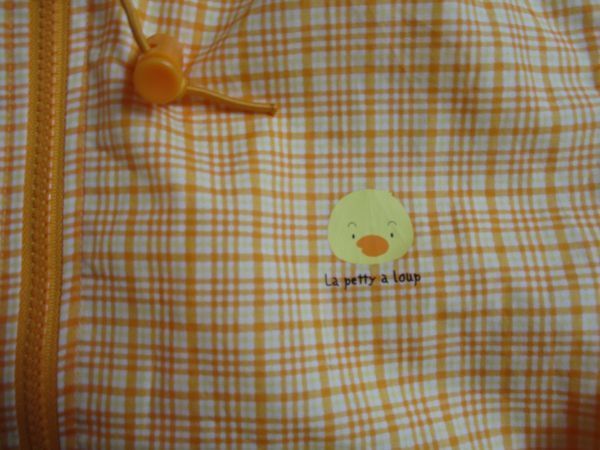 BC297[lapetty a loup] проверка узор с капюшоном . подкладка сетка брейкер жакет женщина . желтый оранжевый 130
