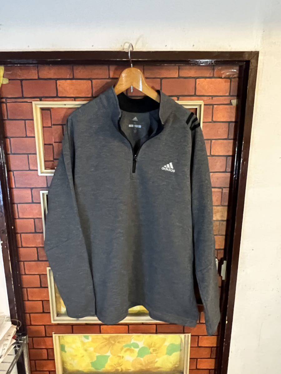 スエット　アディダス　ドラックジャケット　ハーフジップ　adidas XL ビックサイズ　アメリカ古着　スポーティー　アメリカ古着_画像1