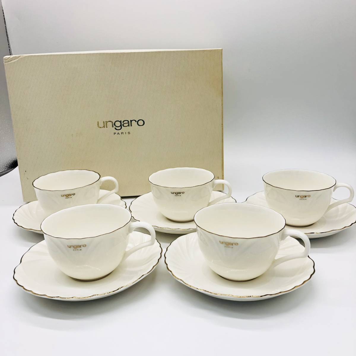 保管品 ungaro ウンガロ カップ ソーサー 5客 セット 箱付 ティーカップ コーヒーカップ コップ 椀皿 食器_画像1