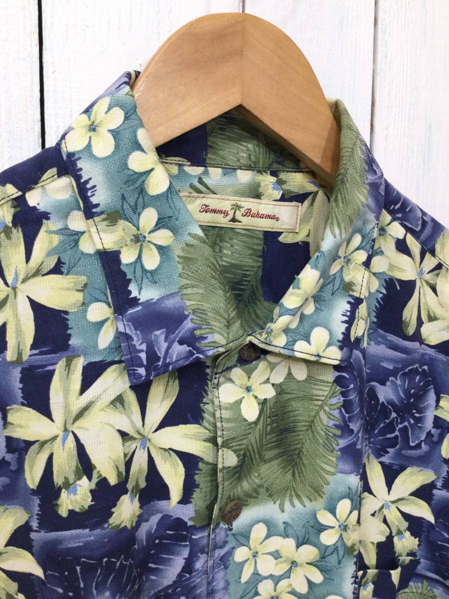 Tommy Bahama トミーバハマ シルクシャツ アロハシャツ ハワイアン シルク半袖シャツ メンズL 良品綺麗_画像3