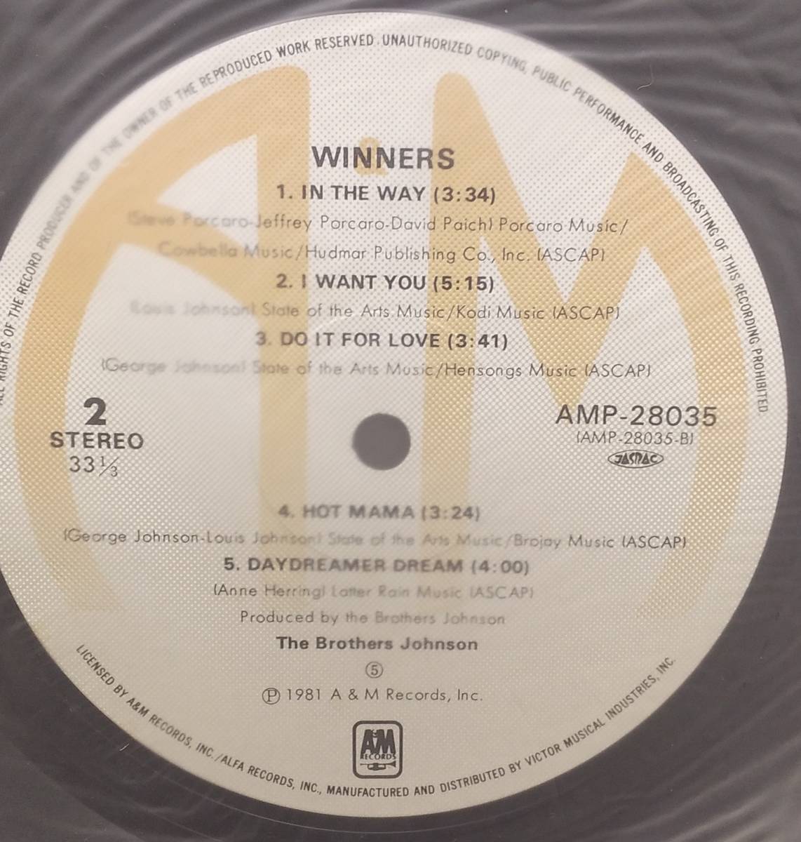 匿名・送料無料！　ザ・ブラザーズ・ジョンソン/The Brothers Johnson　LP　「Winners」