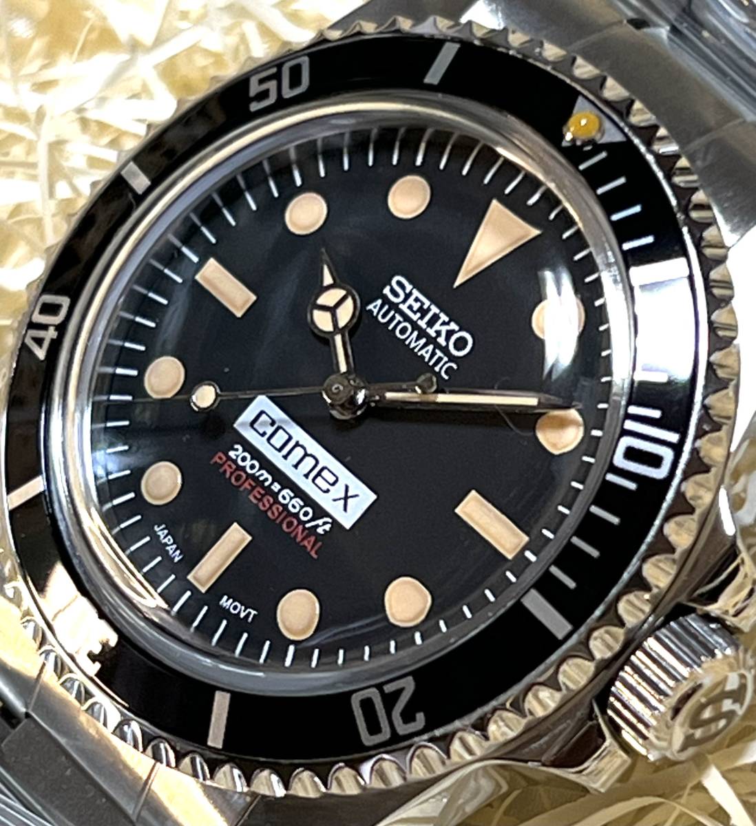 SEIKO MOD /3Sカスタム極み/ NH35搭載 /VINTAGE SUB HOMAGE/AFTER AGING仕様/WHITE COMEX  VER/39.5ｍｍ / 数量限定