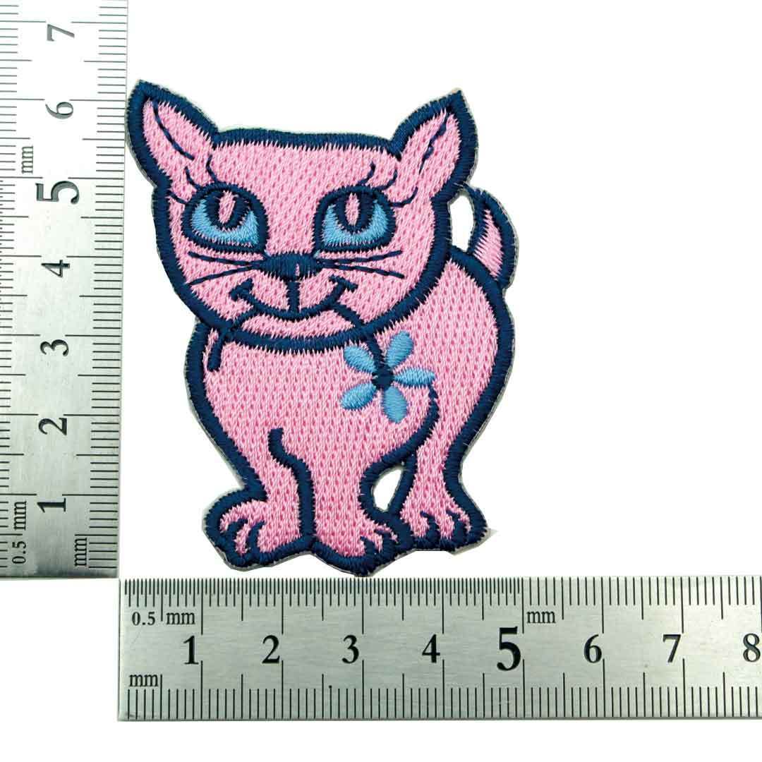 ワッペン アイロンワッペン CAT キャット 猫 ネコ 動物 ピンク 簡単貼り付け アップリケ 刺繍 裁縫_画像2
