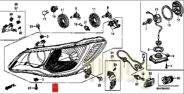 【ホンダ純正新品】HONDA 未使用品 ★超希少品★ シビック FD2 タイプＲ HIDヘッドライト 左右セット ヘットランプ 2007/3-2010/8_画像4