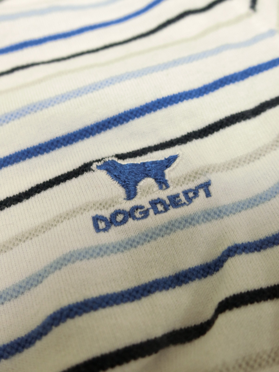  原文:DOG DEPT SANTA MONICA ロゴ カラフル マルチ ボーダー 刺繍 ポロシャツ L ホワイト 白 レディース SB1807-243