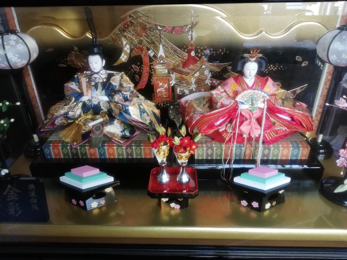 ■ 美品 ■ お雛様 飾り 雛人形 ひな祭り 桃の節句 日本人形 ガラスケース付き ひな人形 親王飾り レトロ お内裏様 箱付き！