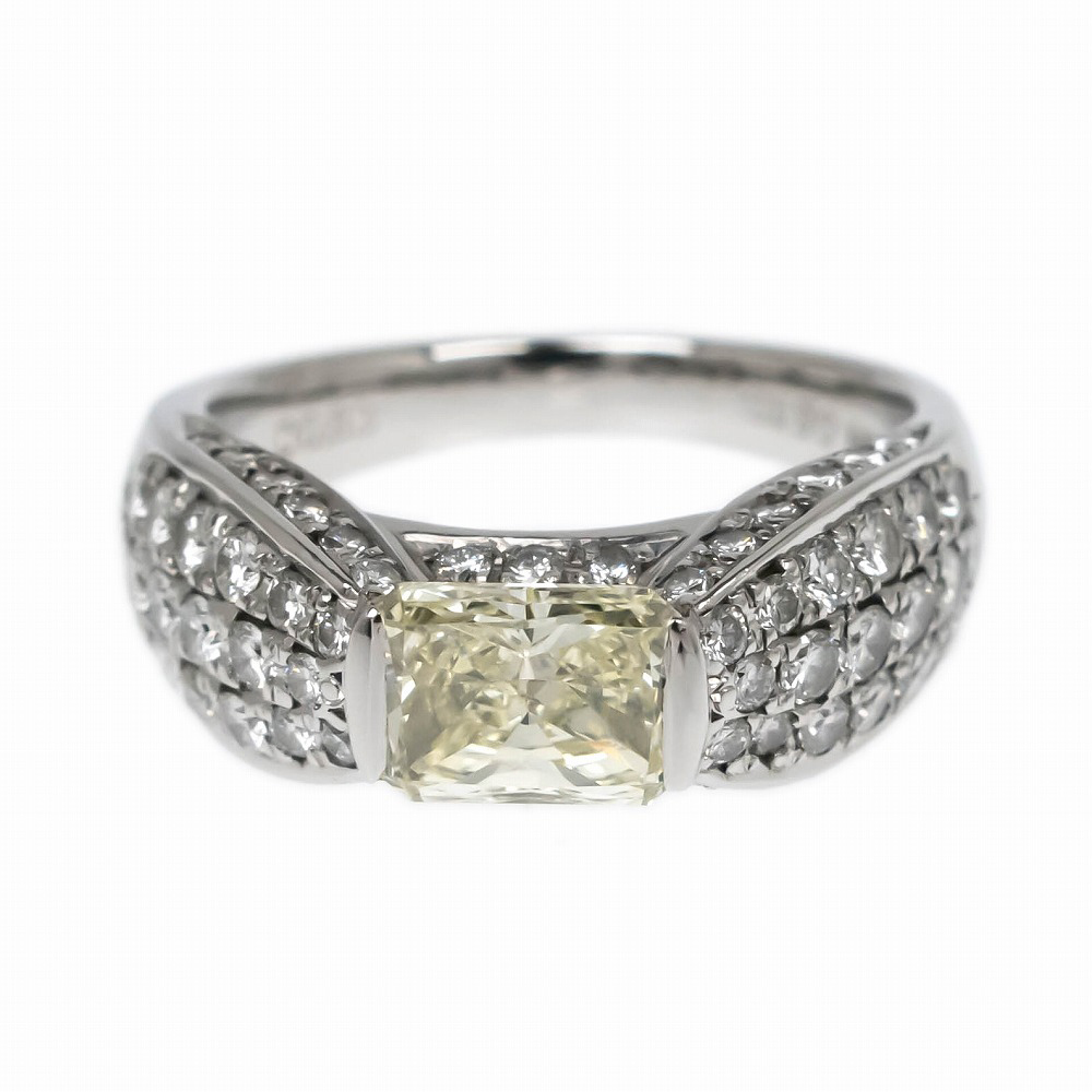 大きな取引 美品 11号 6.7g PT900 0.13ct 0.12ct 0.24ct リング