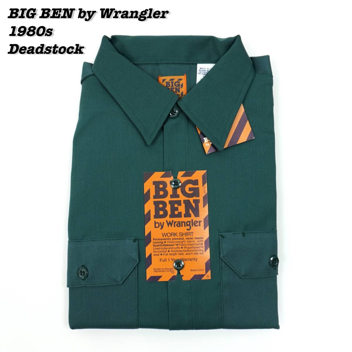 BIG BEN by Wrangler Shirts LARGE LONG Deadstock SHIRT23190 1980s Vintage ビッグベン ラングラー 1980年代 デッドストック シャツ