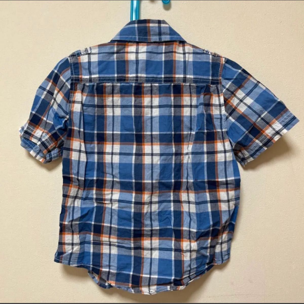 即購入OK!★babygap110cmブルー&チェック半袖シャツベビーギャップ青シャツ チェックシャツ
