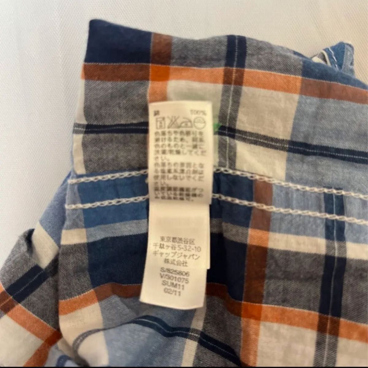 即購入OK!★babygap110cmブルー&チェック半袖シャツベビーギャップ青シャツ チェックシャツ