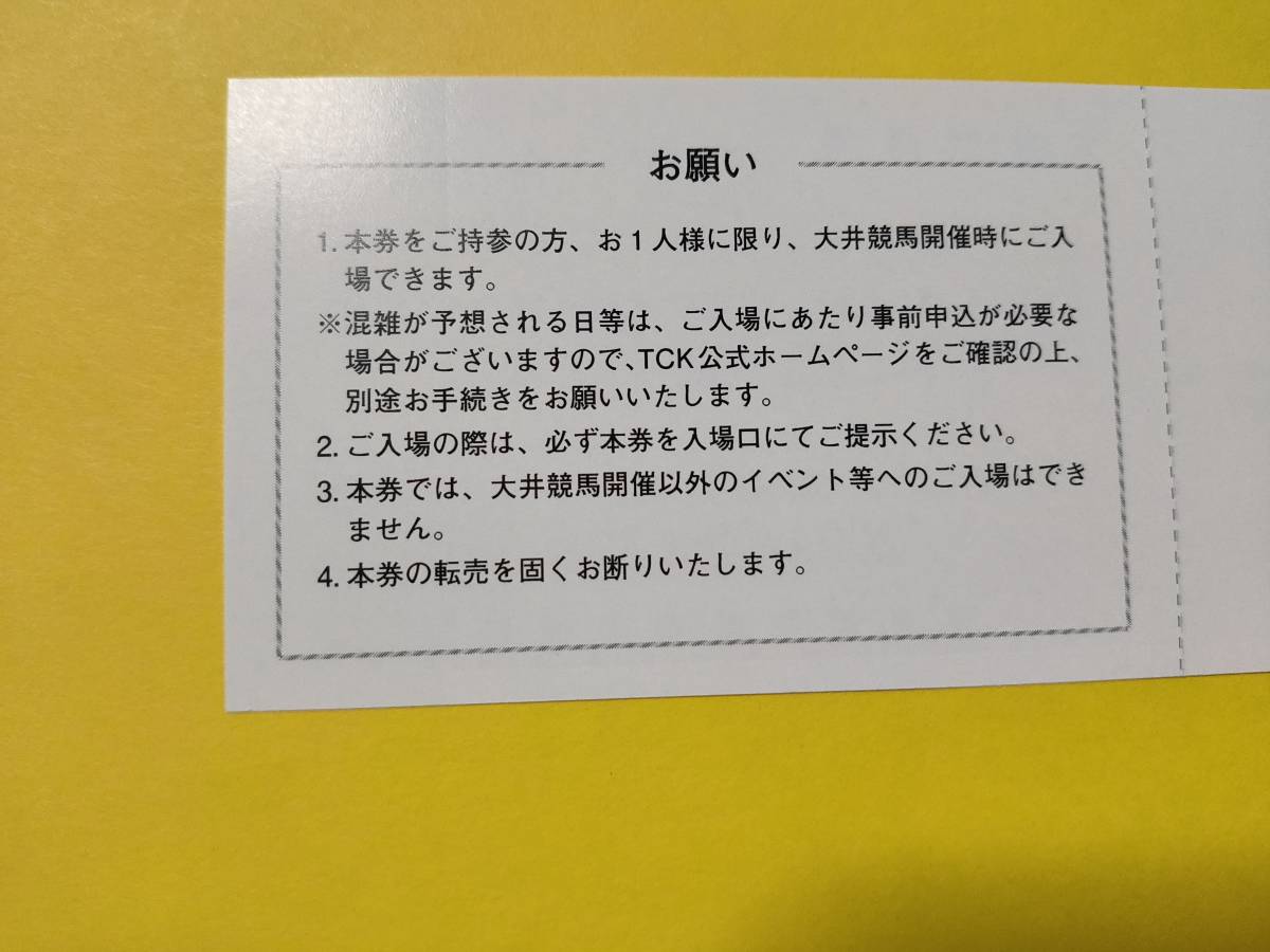 大井競馬場 東京都競馬 株主優待 株主優待証 2枚_画像2