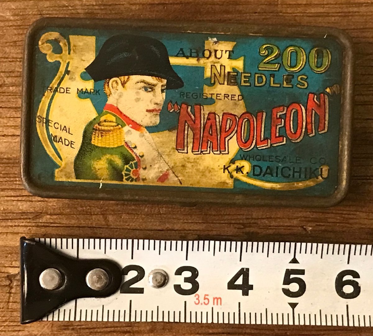 SS-1121# including carriage # gramophone needle 200 needle Napoleon large .K K.DAICHIKU tin plate case container antique retro 35g/.AT.