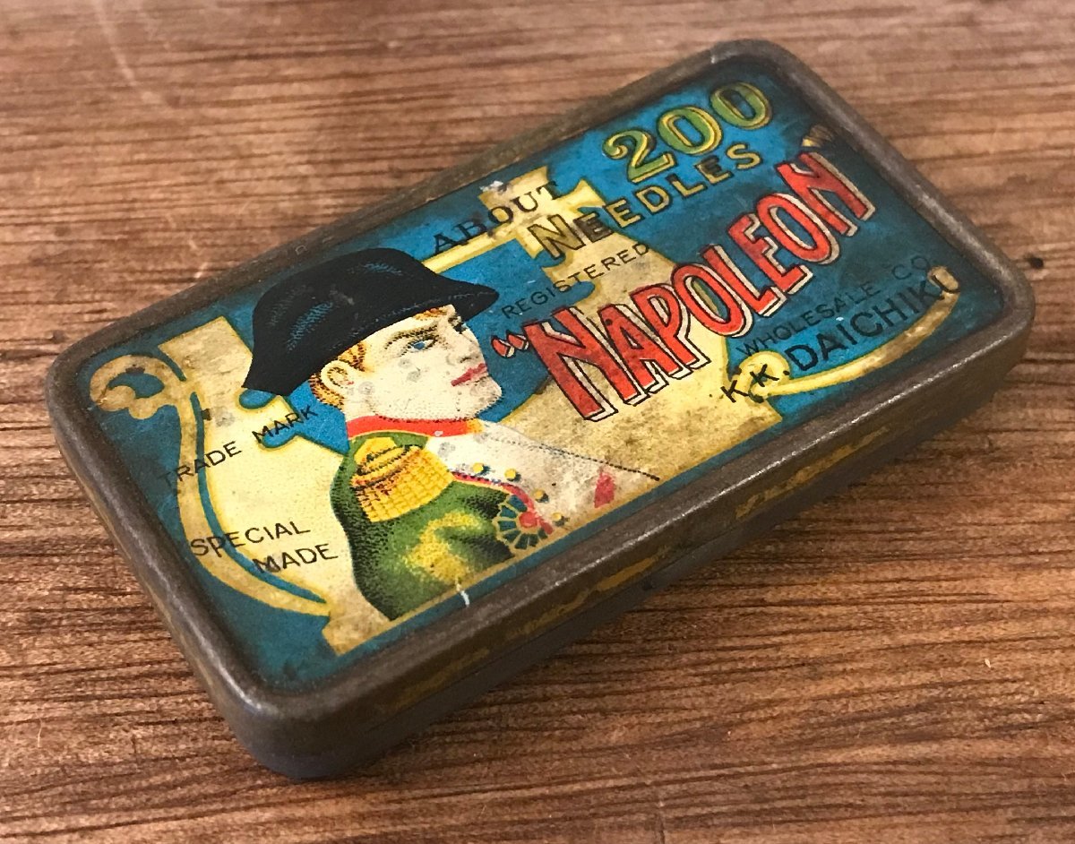 SS-1121# including carriage # gramophone needle 200 needle Napoleon large .K K.DAICHIKU tin plate case container antique retro 35g/.AT.