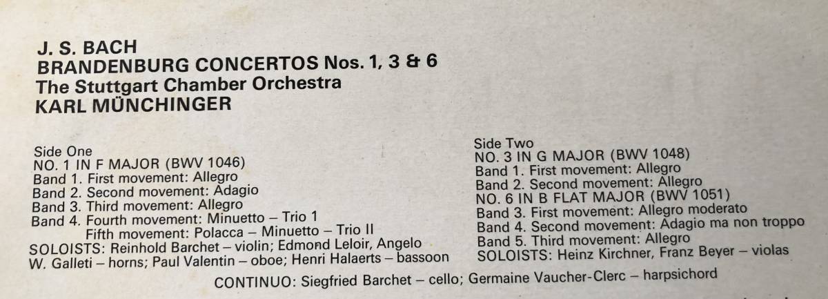 LP-Aug / 英 DECCA / Karl Munchinger・Stuttgart Chamber Orchestra/ J.S.BACH_Brandenburg Concertos Nos.1, 3 & 6_画像3