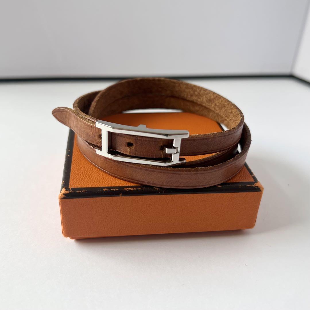 HERMES エルメス アピ レザーブレスレット brown-