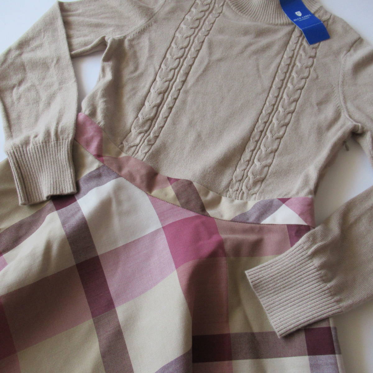 ■■202306即決■ ブルーレーベルクレストブリッジ 新品ブラウン 長袖ワンピース 38_画像3