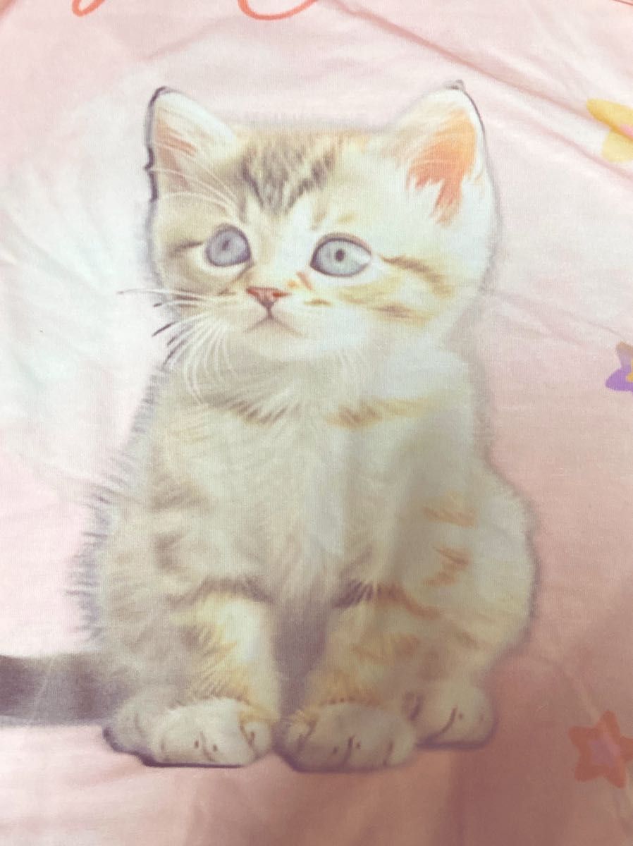 猫柄　半袖Tシャツ　絞り染め　タイダイ　オーバーサイズ　ピンク　子猫