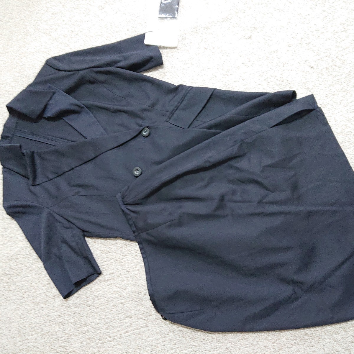 送料無料 未使用 レディースl 半袖 セットアップスーツ 紺 スカートスーツ jk065_画像1