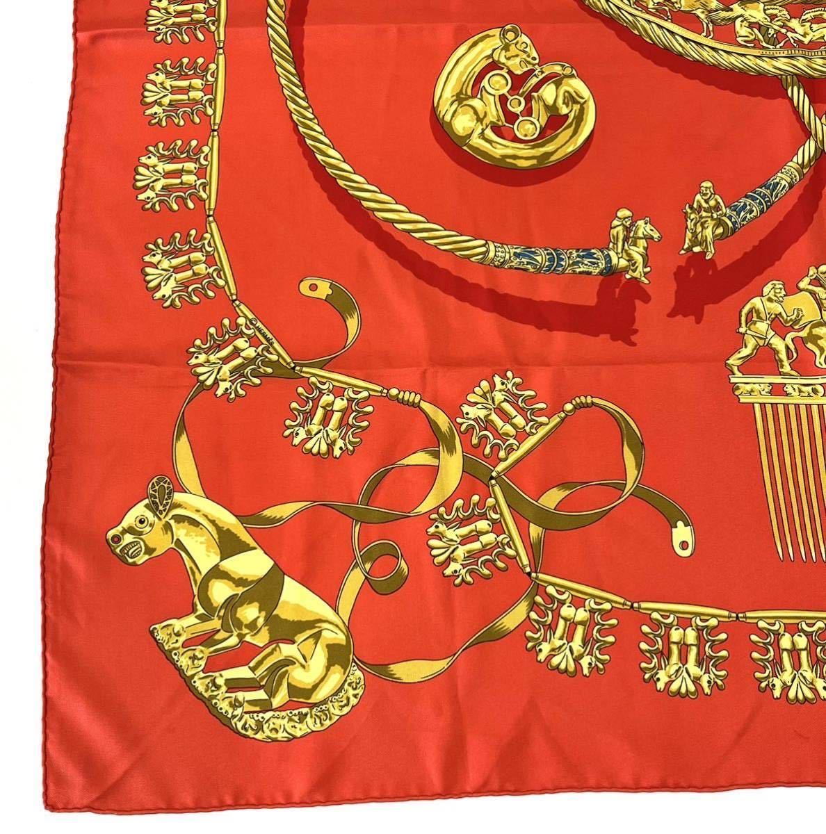 美品 HERMES エルメス スカーフ カレ90 LES CAVALIERSDOR 黄金の騎士