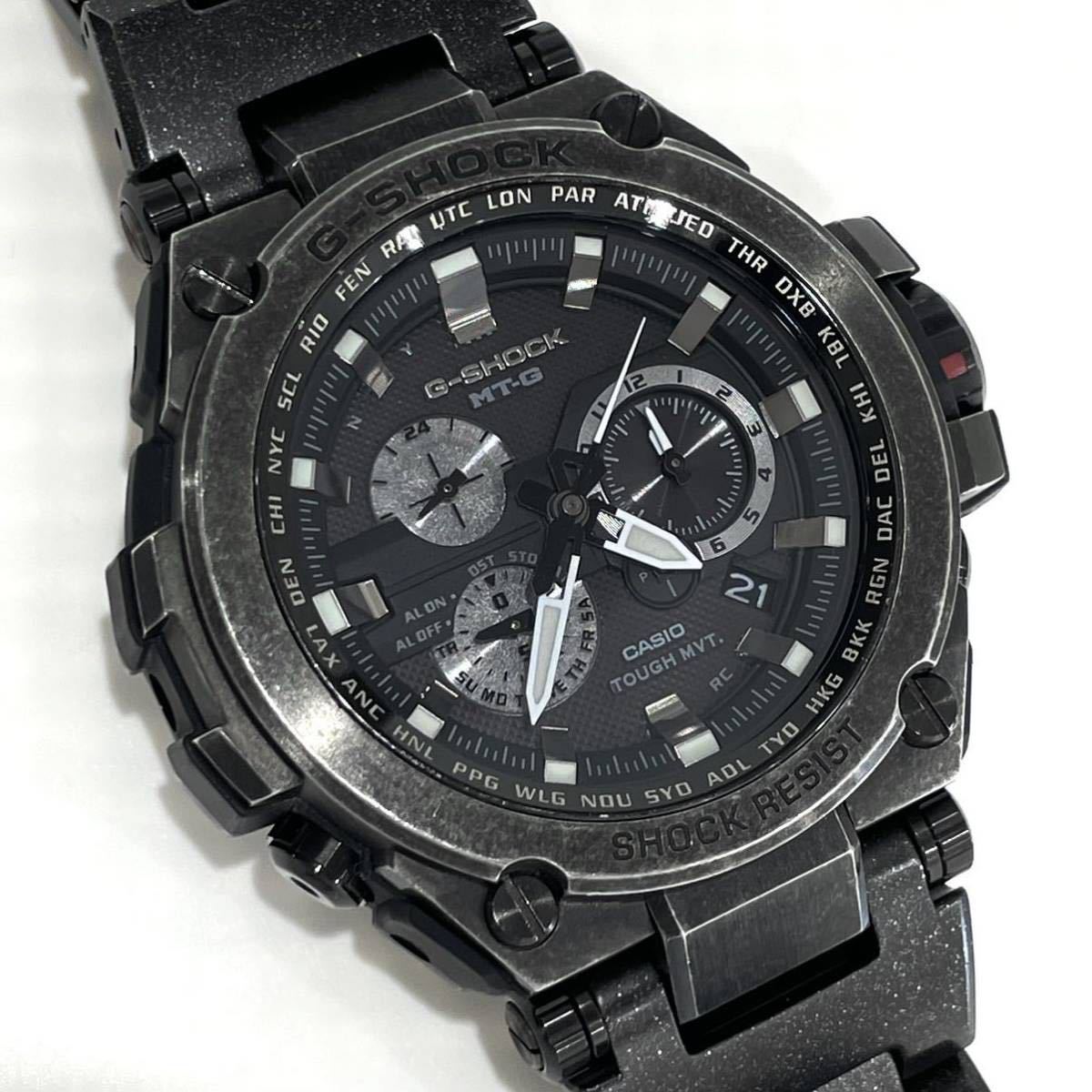 美品 CASIO カシオ G-SHOCK Gショック 腕時計 MTG-S1000V-1AJF ソーラー電波 ステンレス グレー文字盤 メンズ 箱保付き 送料無料
