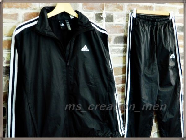 ☆9194◆adidas アディダス◆メンズ シャカシャカ素材 ３本ライン ジャージー上下セット ウォームアップ_画像3