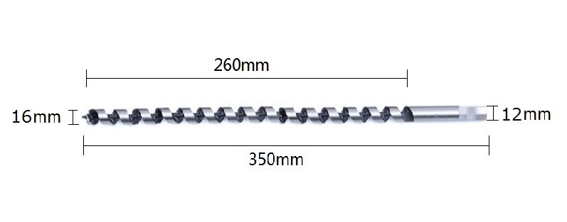 木工用　ドリルビット　16ｘ350ｍｍ　6角柄　電気ドリル対応_画像4