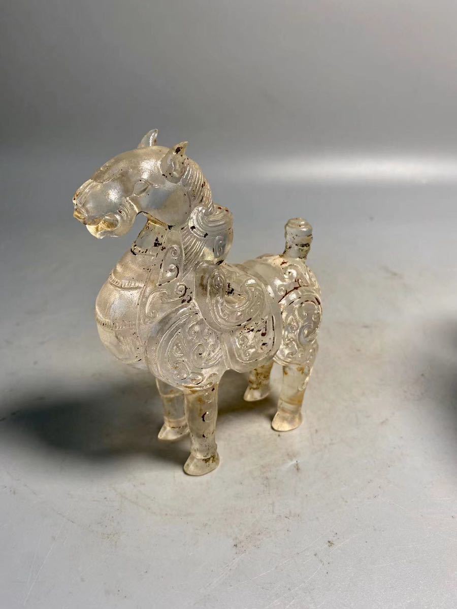 旧家蔵出水晶瑪瑙翡翠和田玉中国美術獣置物骨董品中国古玩時代唐物