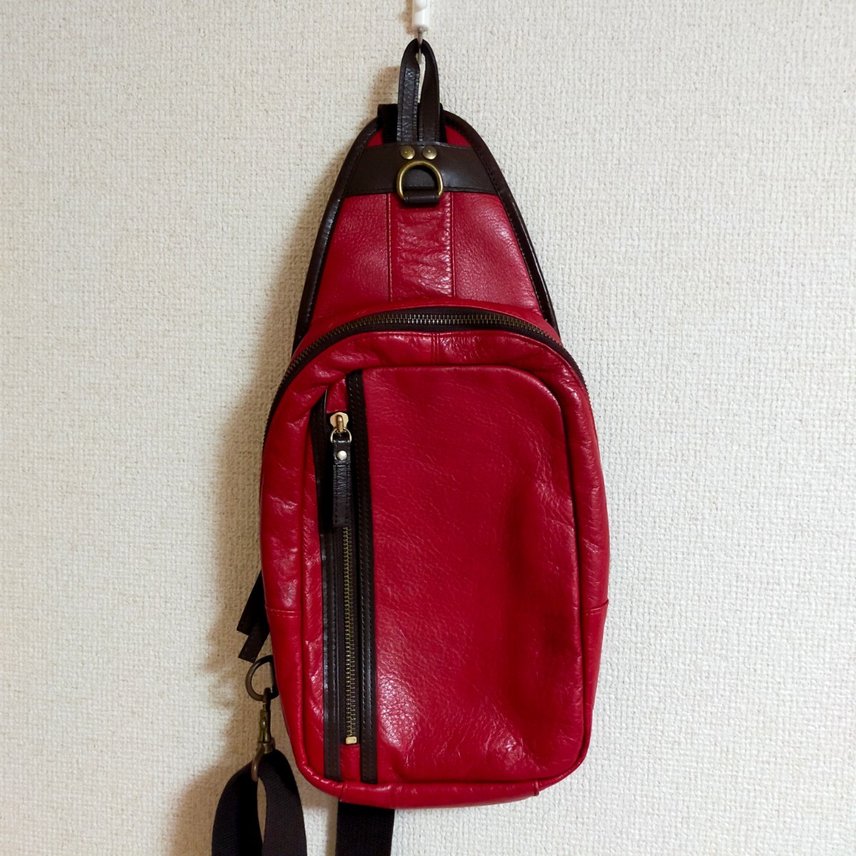 SPREAD スプレッド 豊岡鞄 レザー ボディバッグ ワンショルダーバッグ 鞄 かばん 日本製 レッド（赤） 斜め掛け 本革 メンズバッグ