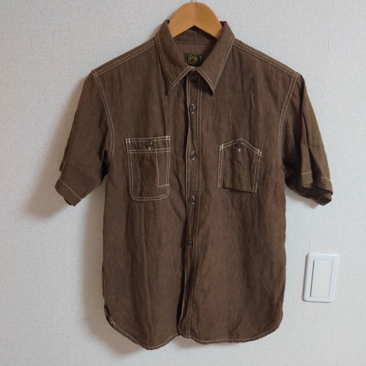 CUSHMAN クッシュマン 25809 山ポケ チンスト ワークシャツ 半袖 M ブラウン(茶色）の画像1