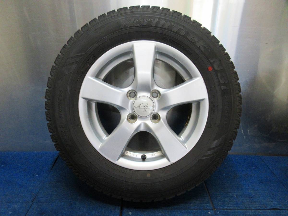 ★8.5-9分山★20年製★ オートバックスNorthTrek N3i 185/70R14　社外ホイール 14×5.5J +40 4H-100 4本セット スタッドレス　A175_画像3