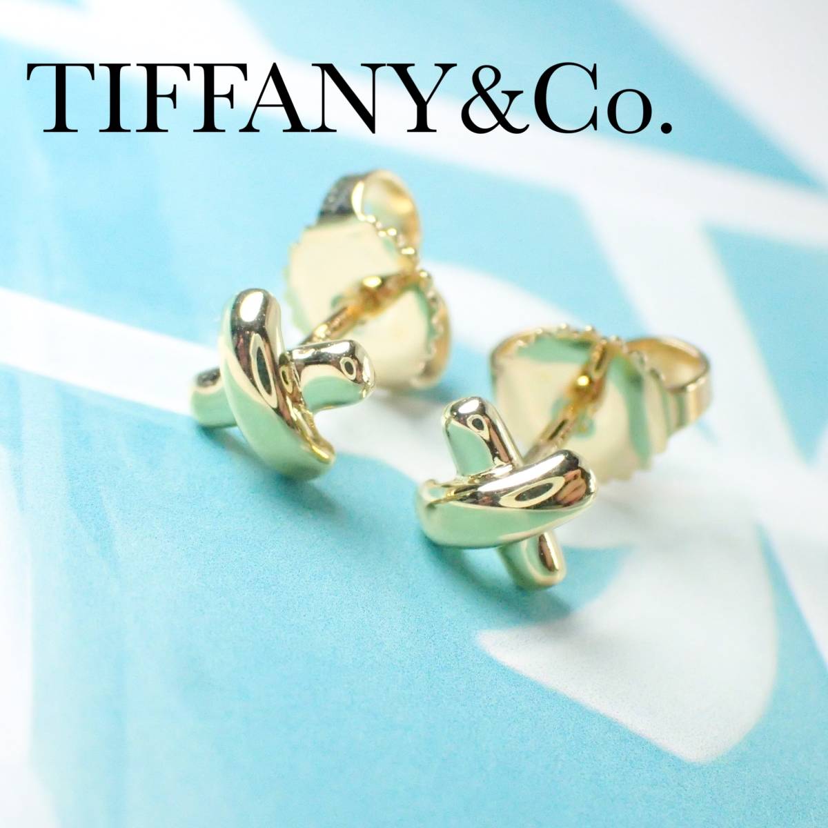 最高の品質 ティファニーブルー ピアス クロスステッチ K18YG TIFFANY