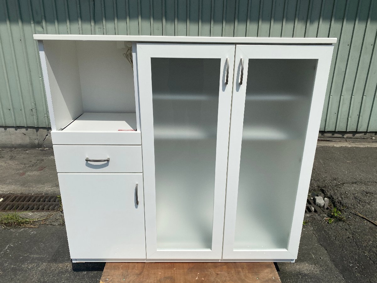 ニトリ ミドルレンジボード W1200 収納棚 食器棚 ホワイト キッチン収納 中古品 直接引取り者歓迎