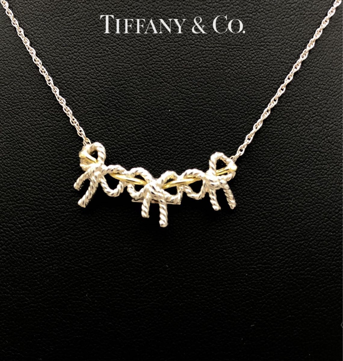 Tiffany&Co. ティファニー トリプル リボン ネックレス K18YG SV925