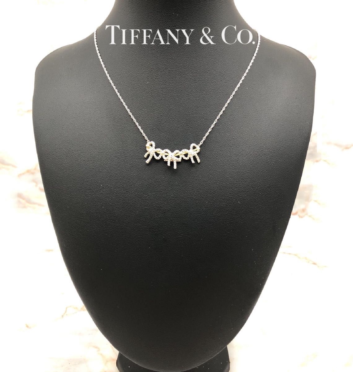 Tiffany&Co. ティファニー トリプル リボン ネックレス K18YG SV925