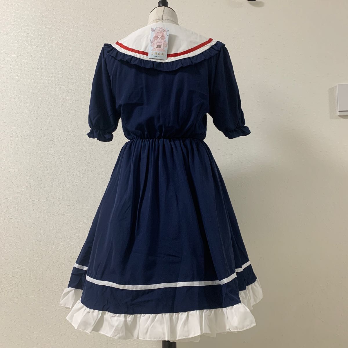 学院風シャツワンピース　Aラインフレアマリン風ロリータセーラー襟 制服