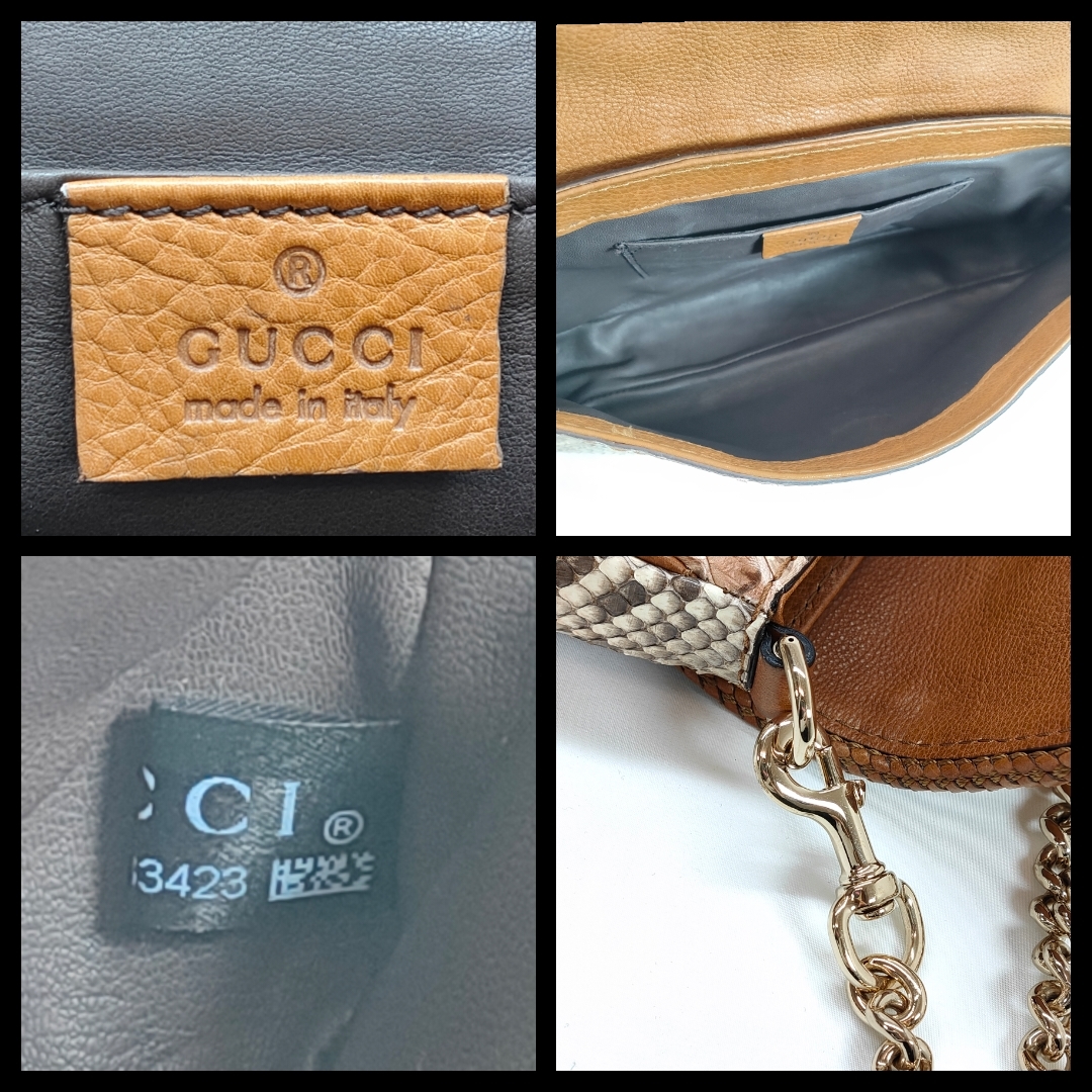 【美品級】GUCCI（グッチ）　マラケシュ チェーン ショルダーバッグ　パイソン