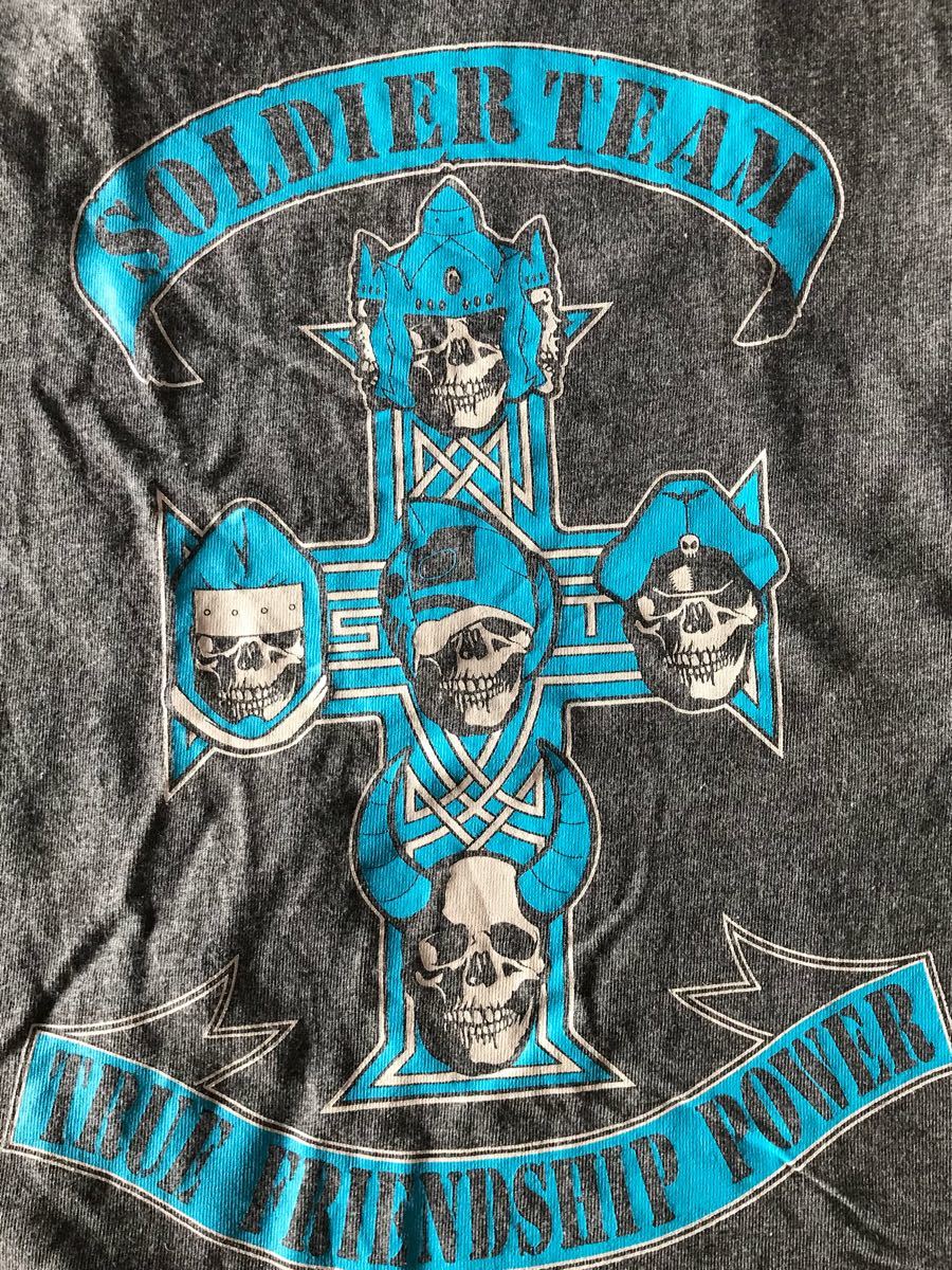 Kinnikuman士兵隊槍支和玫瑰風格T卹bambambigelow Bang Bang Bigallo L尺寸灰色Ashraman Brocken jr    原文:キン肉マン ソルジャーチームのガンズアンドローゼス風Tシャツ bambambigelow バンバンビガロ Lサイズ グレー アシュラマン ブロッケンjr