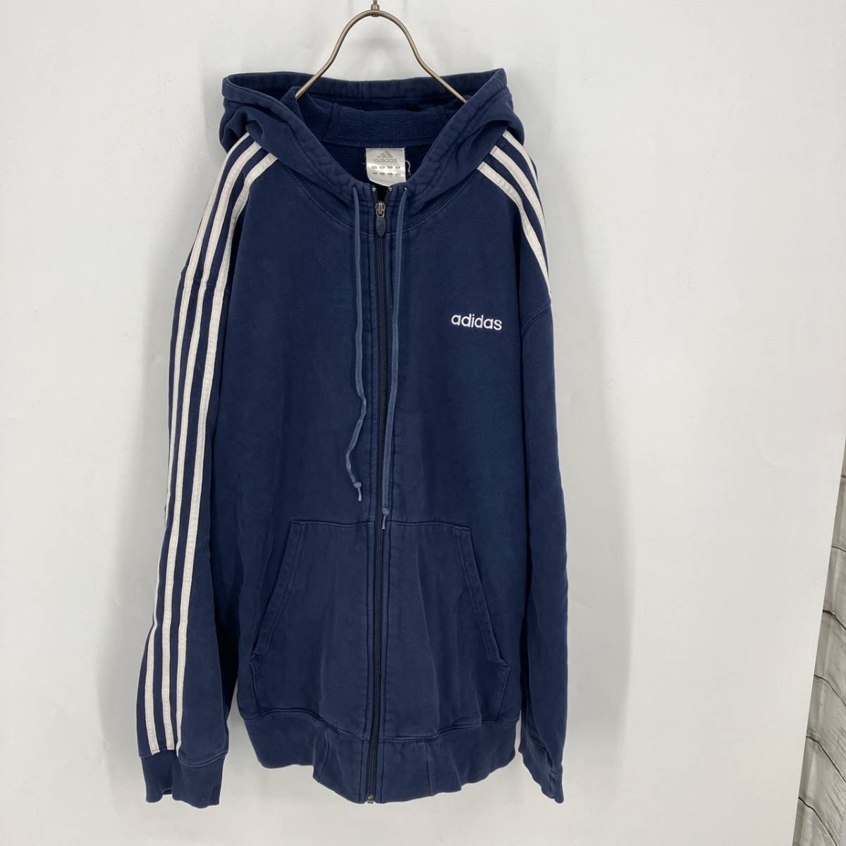 2XO adidas アディダス ネイビー ジップアップパーカー 裏起毛 長袖 リユース ultramto pa0248_画像1