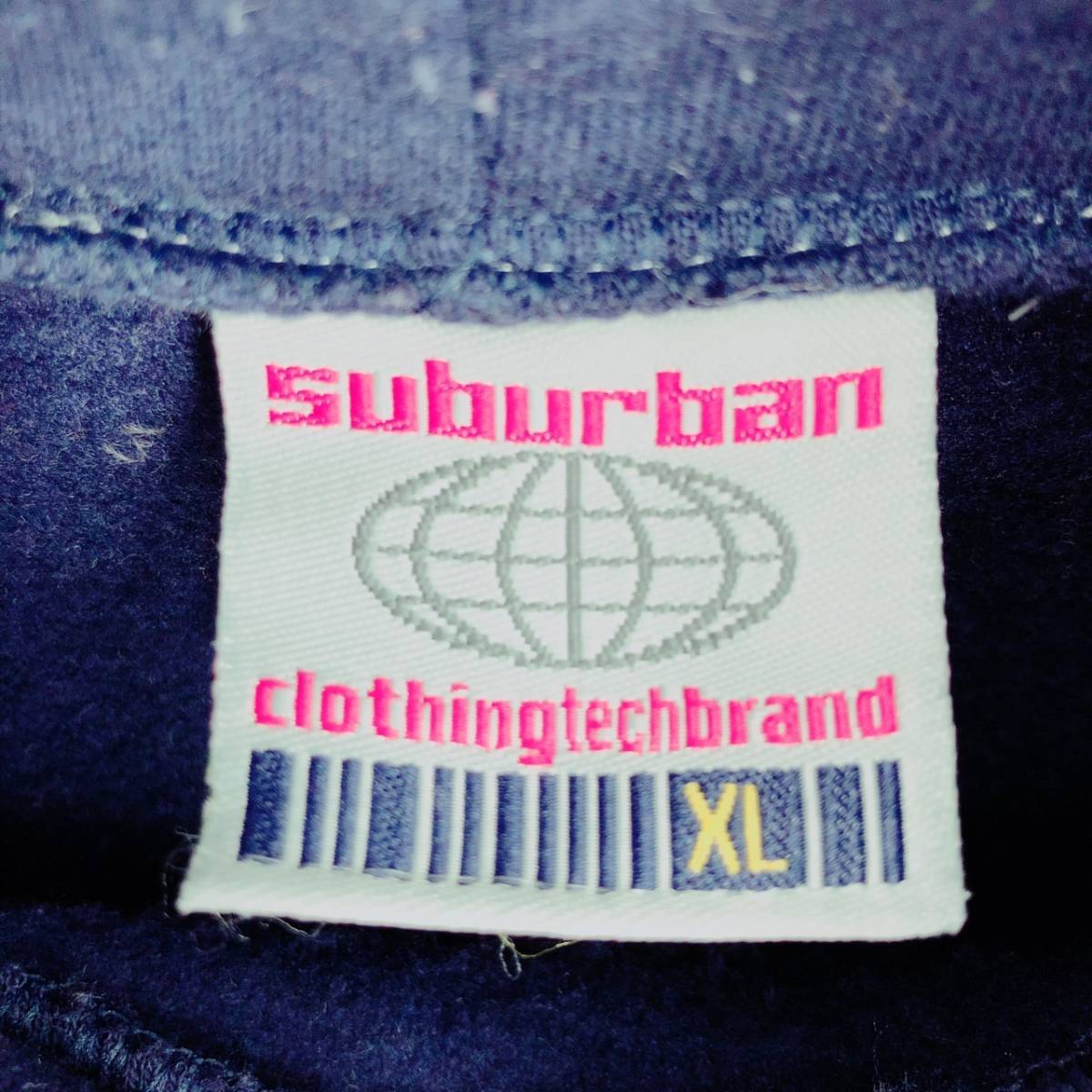 XL suburban clothing tech brand ネイビー プルオーバーパーカー スウェット 裏起毛 長袖 リユース ultramto pa0254_画像4