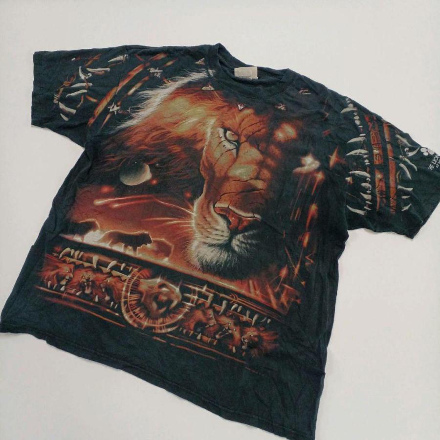 MGM GRAND LAS VEGAS ライオン アニマルTシャツ 総柄 2XL 黒 リユース ultramto mts0264