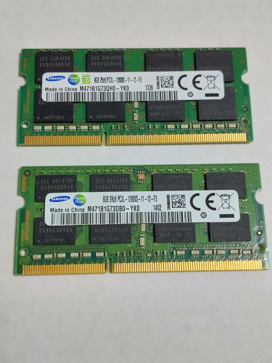 SAMSUNG DDR3 8GB×2枚 16GB 増設メモリ ノートPC用メモリ サムスン PC3L-12800S_画像1